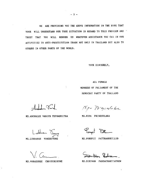 Letter from the Royal Thai Government House of Representatives