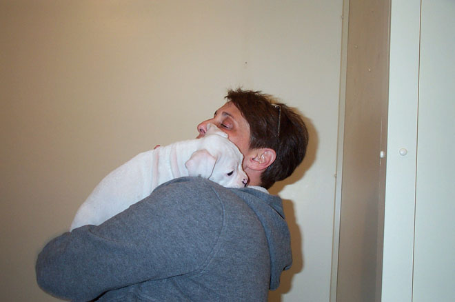 Donna Brilmayer rescuing Savannah, the puppy